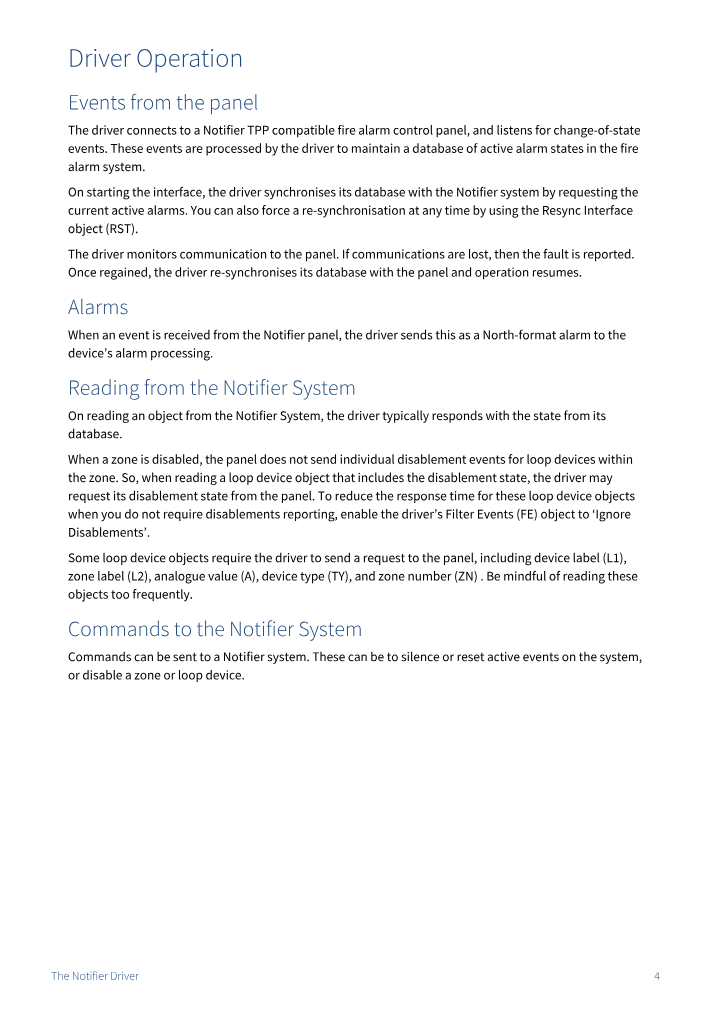 Preview thumbnail of page 4 of the Notifier Driver Manual PDF document.